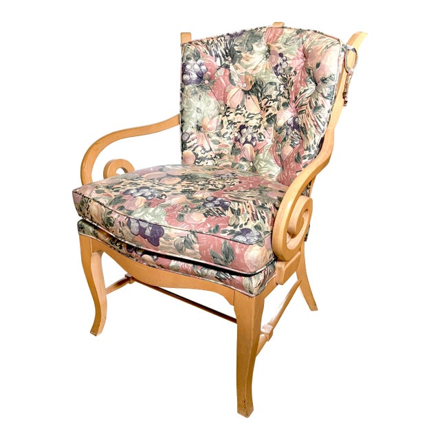 Vintage 1990s Bernhardt Floral Maximalist Lounge Chair For Sale