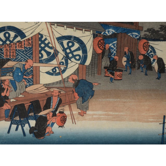 Late 19th Century Stage 48 of the 53 Stages of the Tokaido - Japanese Woodblock on Rice Paper by Utagawa Hiroshigepe For Sale - Image 5 of 7