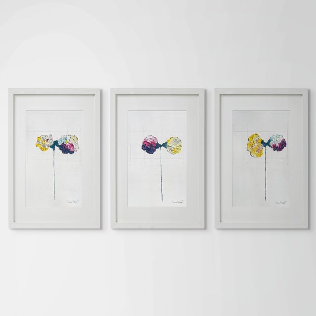 14.2" by 18.9" Framed Organic Modern Original Flower Painting by Diane Grant For Sale - Image 6 of 6