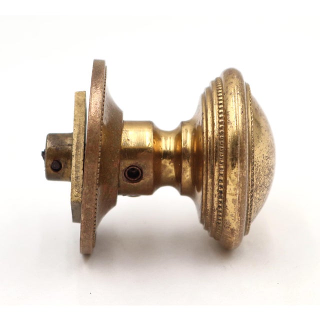 Reclaimed Cast Brass Beaded Dummy Door Knob For Sale - Image 4 of 7
