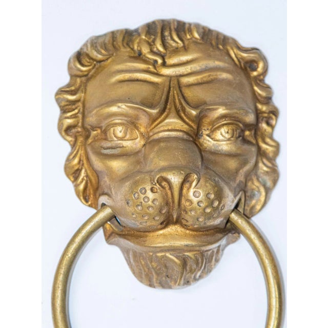 Vintage Patinated Solid Cast Brass Lion's Head Door Knocker. Vintage large solid cast brass Lion's Head door knocker....