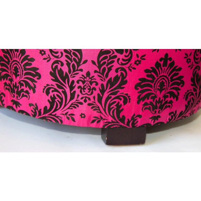Hot Pink Vintage Upholstered Moroccan Stool in Hot Fuchsia Color For Sale - Image 8 of 12