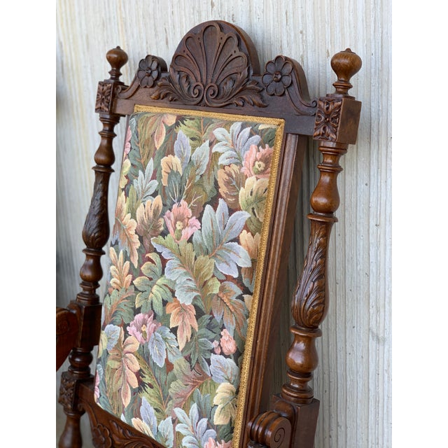 Louis XVI Style French Carved Walnut Armchairs, 1900s - a Pair For Sale - Image 4 of 9