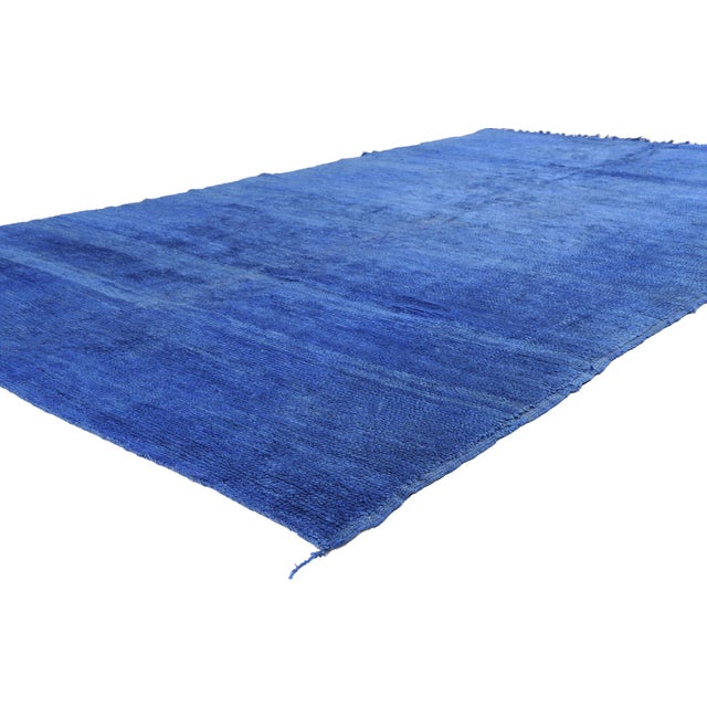 21902 Vintage Beni Mrirt Moroccan Rug, 06'01 x 10'09. The Majorelle Silence: A Vintage Beni Mrirt Moroccan Masterpiece of...