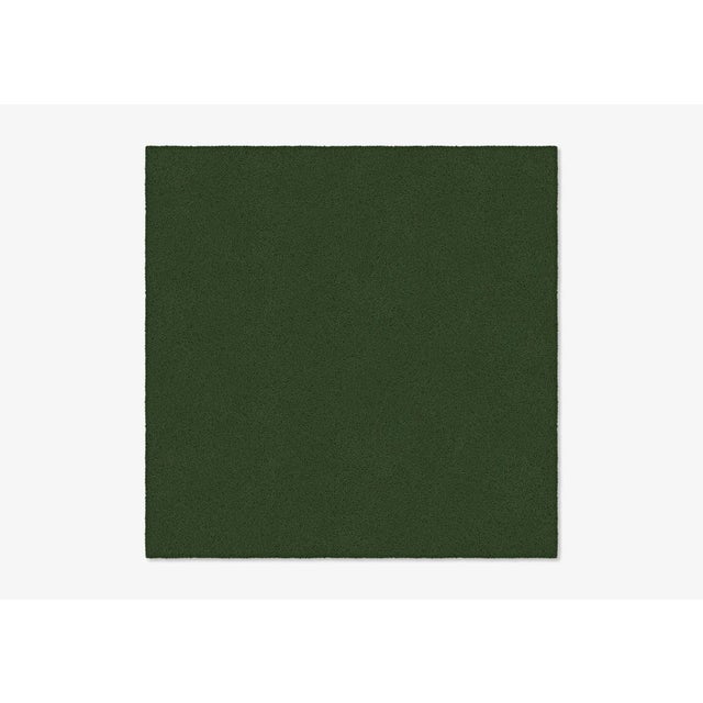 Contemporary Dark Green Square Plain Rug from Marqqa For Sale - Image 3 of 3