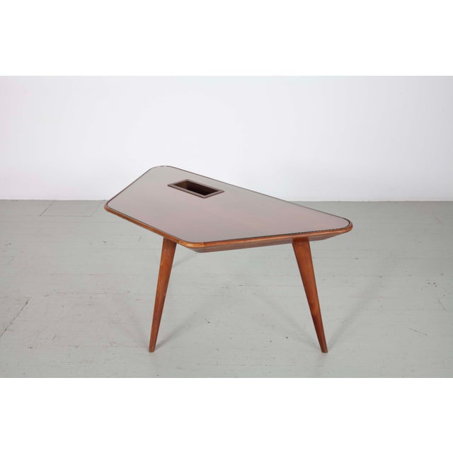 Coffee Table with Inlaid Glass Top and Copper Bowl, 1950s For Sale - Image 12 of 18