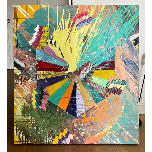 Monroe Hodder, Large Abstract Expressionist Colorful Painting Monroe Hodder Slow Dancing, 2014 For Sale - Image 9 of 13