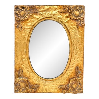 Vintage Gold Giltwood Oval Tabletop Mirror Frame — Italian Florentine Style / Hollywood Regency For Sale