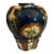 Antique Cobalt Blue Sancai Glaze Style Urn 1970’s Reproduction Vase Majolica Pottery 11" High X 10" For Sale