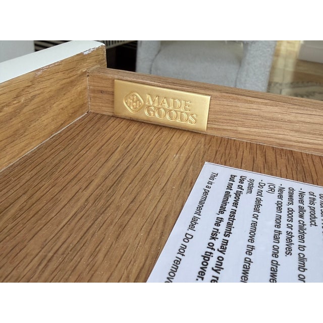 Made Goods Made Goods Modern Cream Raffia Desk / Vanity With Bouclé Accent Chair – Sculptural Set For Sale - Image 4 of 12