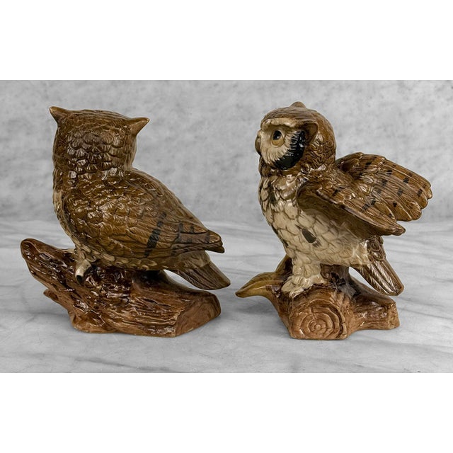 Ceramic Mid-Century Ceramic Owl Sculptures - A Pair For Sale - Image 7 of 12