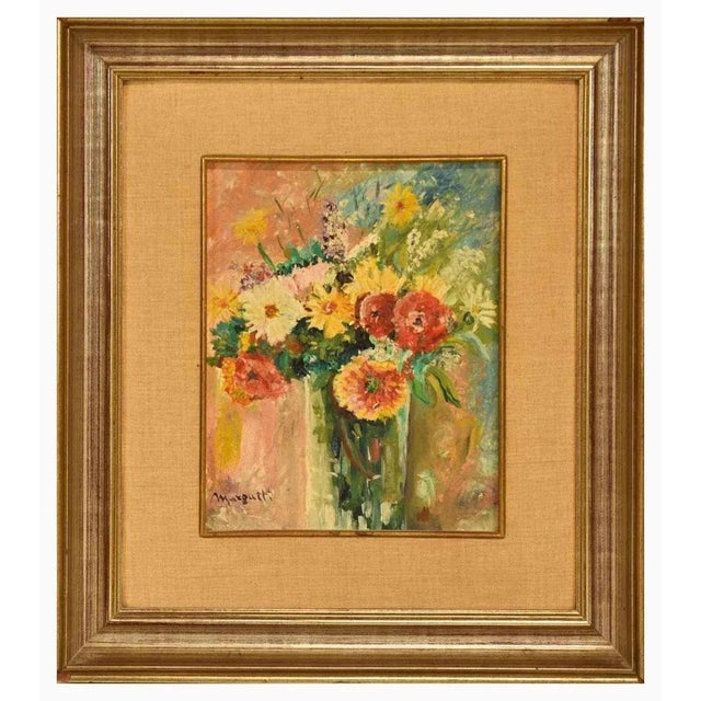 Modern Giuseppe Margutti, Flower Vase, Oil on Canvas, Mid-20th Century, Framed For Sale - Image 3 of 3