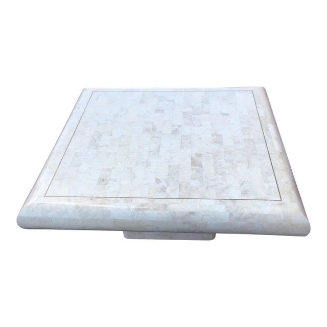 Modern Art Deco large scale tessellated stone pedestal coffee table by Maitland-Smith, signed made in the Philippines,...