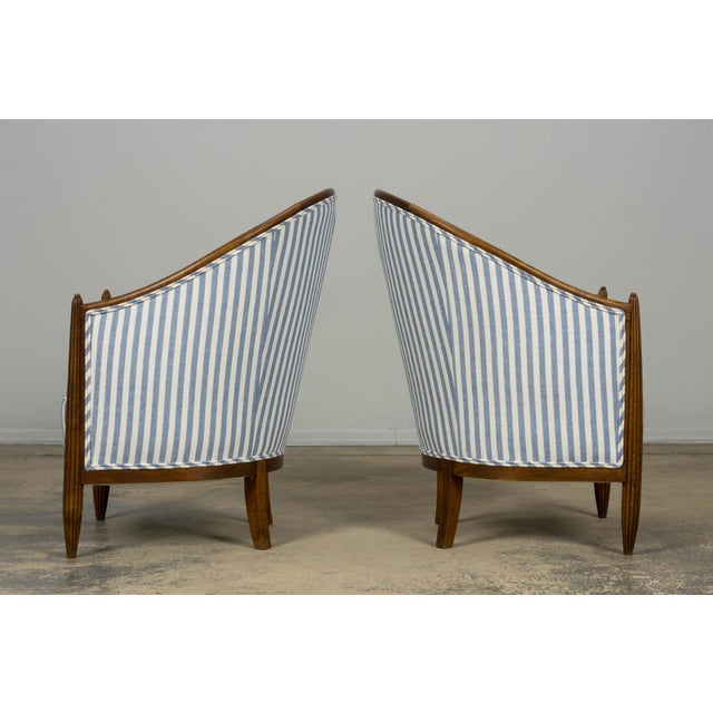 Pair of French Art Deco Maple Gondola Barrel Chairs, Provence, Circa 1925 For Sale - Image 17 of 18