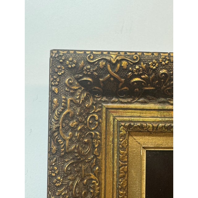 19th C. Interior of woman at Spinning Wheel oil on canvas restored 19.25 x 20.5 unframed, 27.75 x 28.25