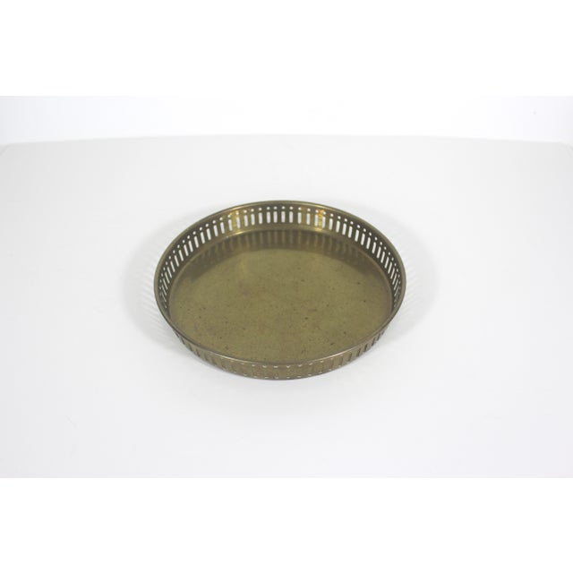 Vintage brass gallery tray with gorgeous patina, and cutout detail on the raised sides. This has some scratches, corrosion...