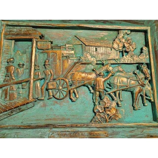 Vintage Deco Syrococraft With Copper Background: "Traveler Rest" For Sale - Image 9 of 11