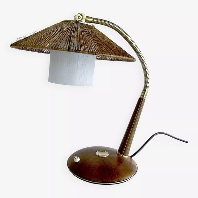 Vintage Desk Lamp in Sisal and Wood from Temde, 1960s For Sale - Image 14 of 14