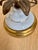 1960s Vintage Pale Blue Opaline Glass & Brass Palm Leaf Table Lamps - a Pair For Sale - Image 5 of 8
