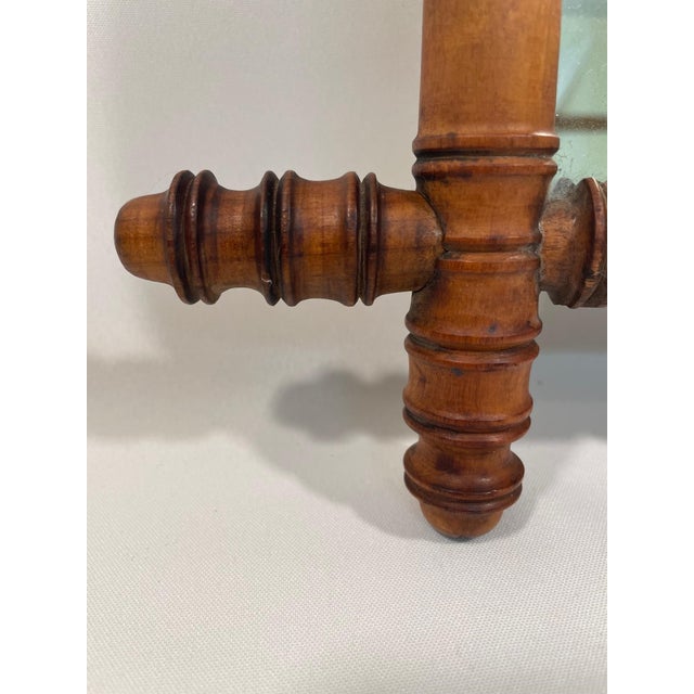 Early 1900's Antique French Faux Bamboo Turned Wood Wall Mirror For Sale - Image 6 of 16