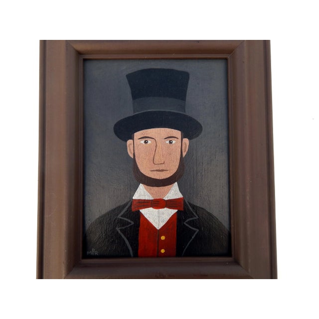 This captivating folk art portrait by british artist matt rix depicts a distinguished victorian gentleman, rendered in...