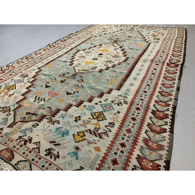 Vintage Turkish Medium Sized Shabby Kilim 205x120 cm For Sale - Image 9 of 10