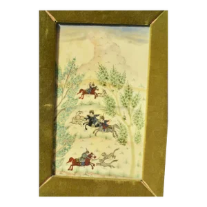 Persian Miniature Isfahan by Virizi " the Hunt"
