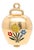 Vintage 18k Gold Lucerne Switzerland Figural Bell With Enamel Flowers Charm For Sale