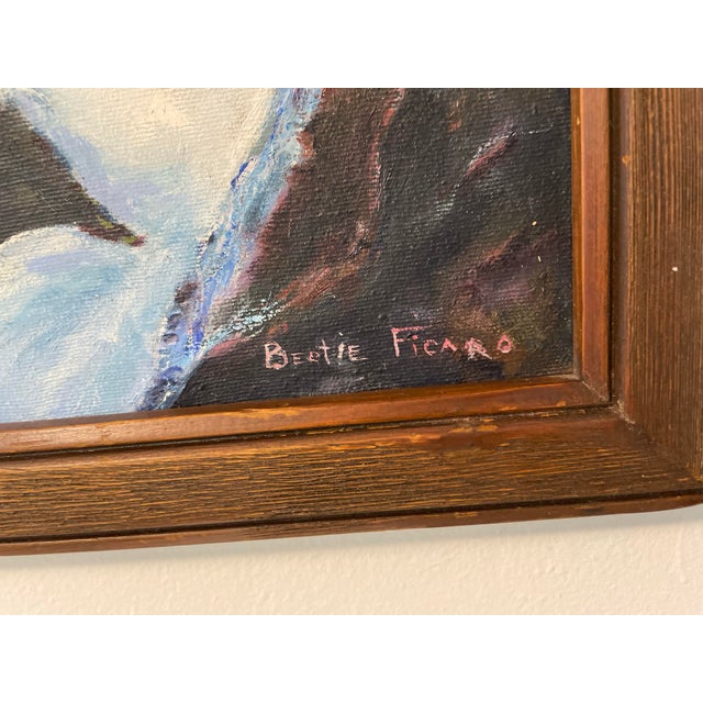 Nautical Mid 20th Century Vintage Framed Seascape Oil on Canvas Signed Ficaro For Sale - Image 3 of 6