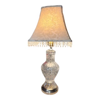 Vintage Hollywood Regency Imperlux West Germany 24% Crystal Lead Lamp For Sale