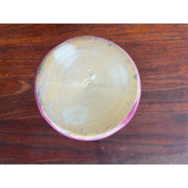 Vintage Cliftwood Art Pottery(Morton) Unmarked Small Maroon/Blue Trumpet Vase For Sale - Image 4 of 8