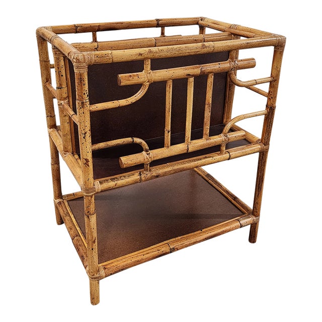Bamboo Chippendale Style Magazine Rack For Sale