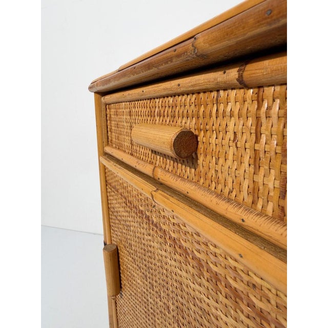 Mid-Century Modern Italian Bamboo and Woven Cane Nightstands, 1960s, Set of 2 For Sale - Image 11 of 18