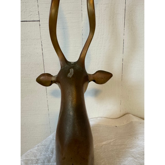 Mid-Century Brass Antelope Gazelle Head Figurine For Sale - Image 4 of 9