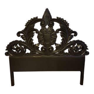Vintage Art Nouveau Carved Headboard For Sale