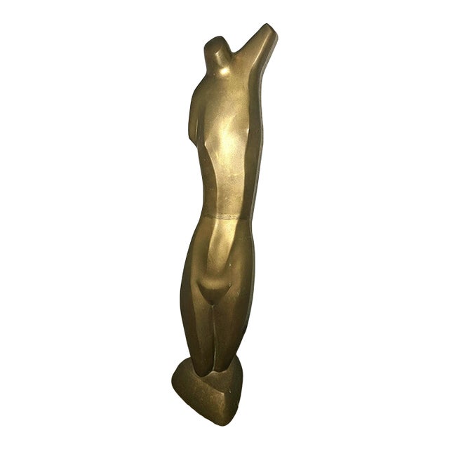 Brass Nude Sculpture by Listed Artist Emiel De Block For Sale