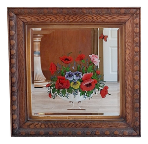 Victorian Reverse Painted and Etched Mirror from Befos, 1890s