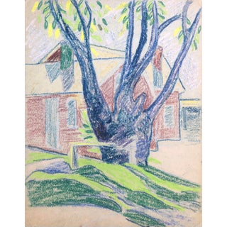 1950s Expressionist Style Landscape Drawing For Sale