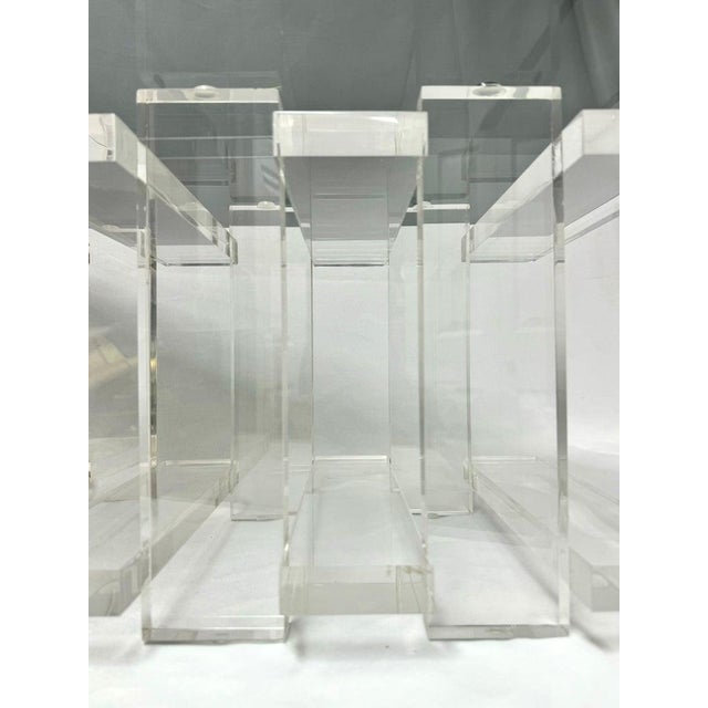 Stacked Lucite and Smoked Glass End Table For Sale - Image 10 of 12