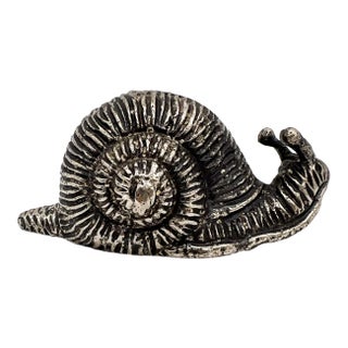 Vintage Mid-Century Modern Pewter Silver Toned Snail Salt Shaker — Figural Escargot Design For Sale