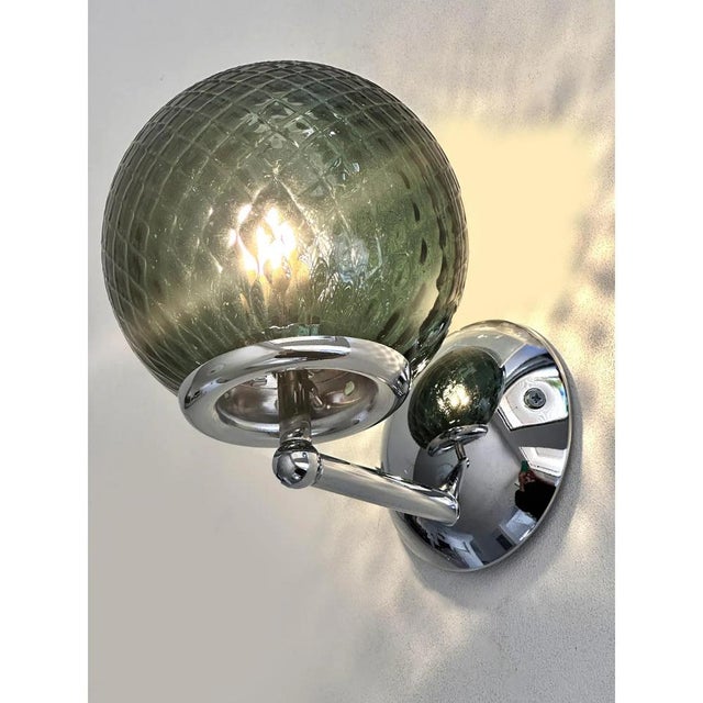 Green Ballotton Murano Glass Wall Sconces by Simoeng, Set of 2 For Sale - Image 6 of 7