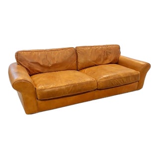 Caramel Leather Sofa. Distressed Full Grain Leather Couch For Sale