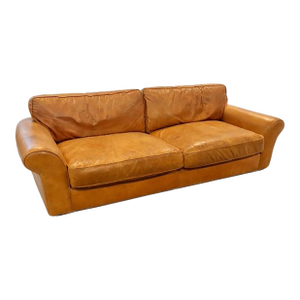 Caramel Leather Sofa. Distressed Full Grain Leather Couch