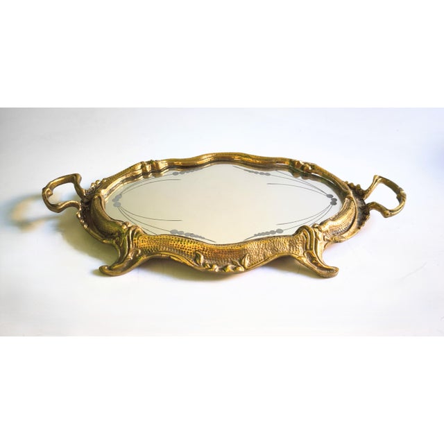 French 1950s Louis XV-style French Bronze Tray With a Design For Sale - Image 3 of 11