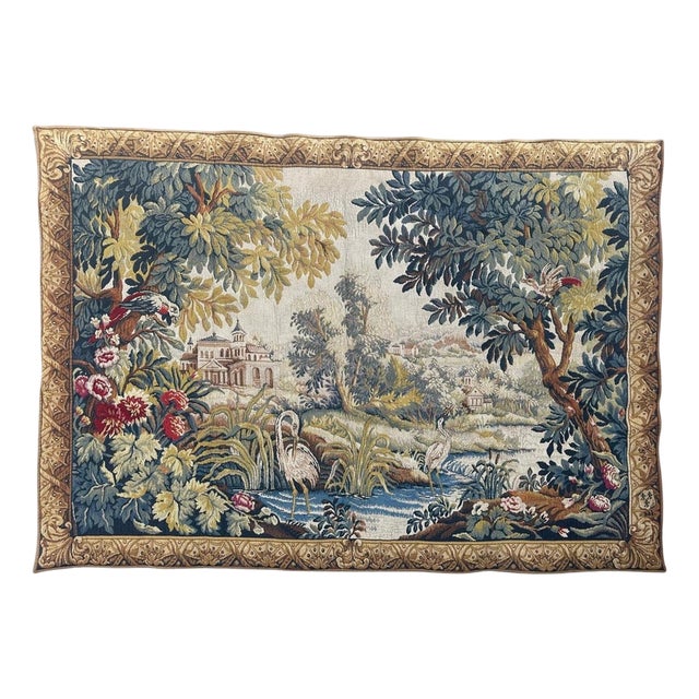 Vintage French Jacquard Tapestry in the style of Aubusson, 1970s For Sale