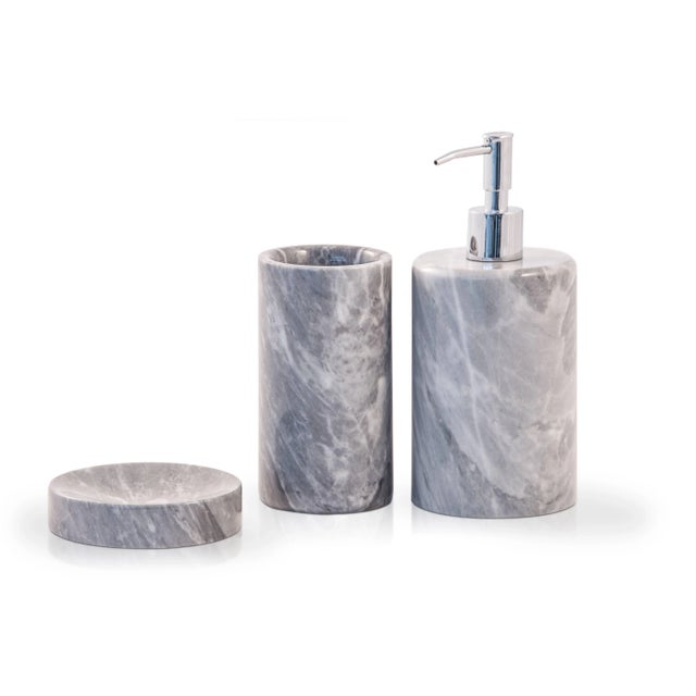 Rounded Soap Dispenser in Black Marquina Marble For Sale - Image 4 of 6