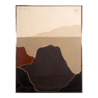 Peter Keefer Taos LXXVI Signed Modern Southwest Collagraph 119/250 Framed 1970s For Sale