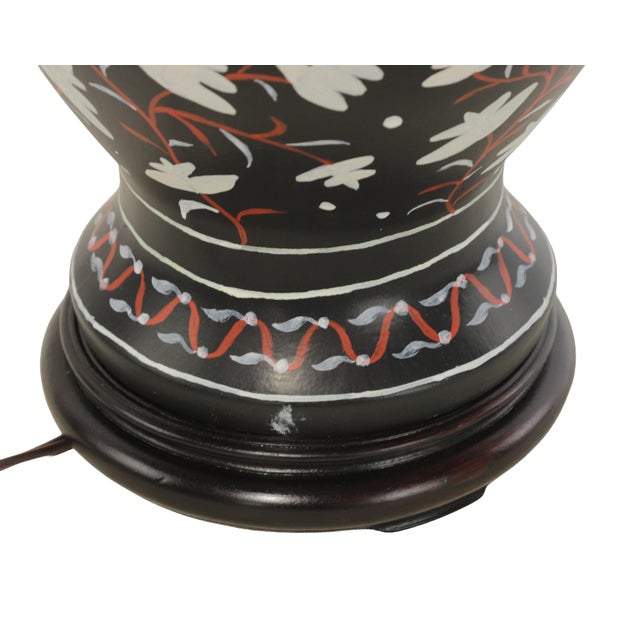 Black Vintage Brunschwig & Fils Table Lamp - Black and Cream Ceramic With Boar and Deer Motif - a Pair For Sale - Image 8 of 12