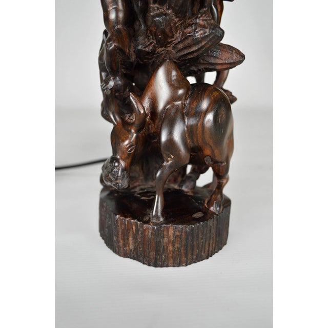 Carved Ebony Table Lamp, 1950s For Sale - Image 13 of 18