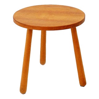 Vintage Wooden Tripod Side Table with Rounded Legs For Sale